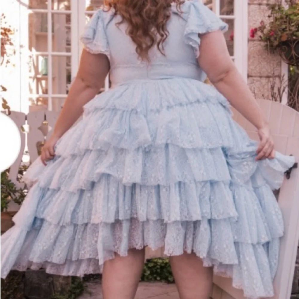 JessaKae Blue Ruffle Tiered Lace Midi Dress Size 5X Mia Disney Bound Tea NWT - Picture 3 of 6